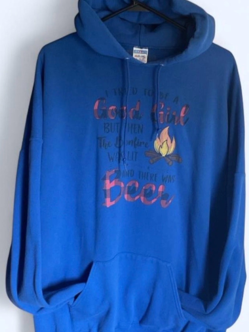 Jerzees Royal Blue Zip-Up Hoodie with Campfire Graphic